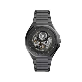 Fossil BQ2621 Evanston men’s automatic watch with black stainless steel bracelet.