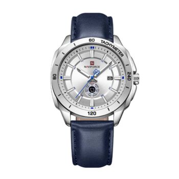 NAVIFORCE NF9269 men’s analog wristwatch with black dial and genuine leather strap.