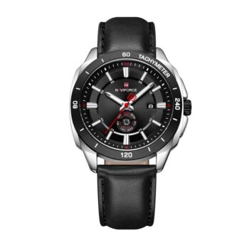 NAVIFORCE NF9269 men’s analog wristwatch with black dial and genuine leather strap.