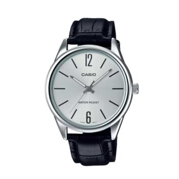 Quartz analog movement Classic silver dial Leather strap Mineral glass crystal Water resistant (approx. 30 m) Slim lightweight design (46 g) Approx. 3-year battery life