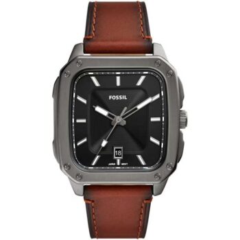 Fossil FS5934 Inscription Square Black Dial Brown Leather Watch – KSh 18