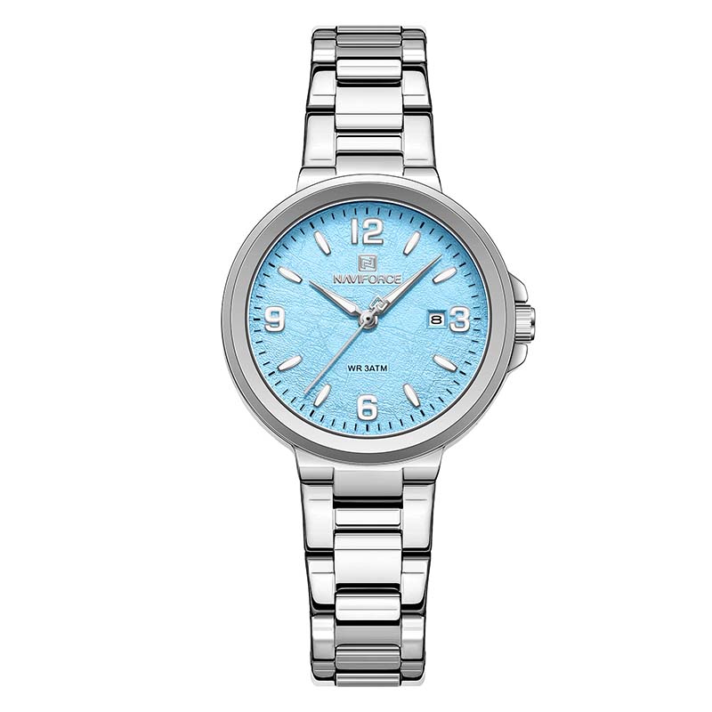 Naviforce NF5077 Stainless Steel Silver Blue Dial Watch For Women | Price in Kenya