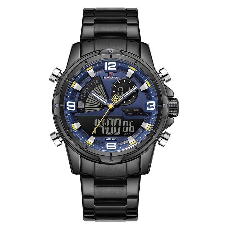 Naviforce NF9257 Analog-Digital Dual Display Black Watch For Men | Price in Kenya