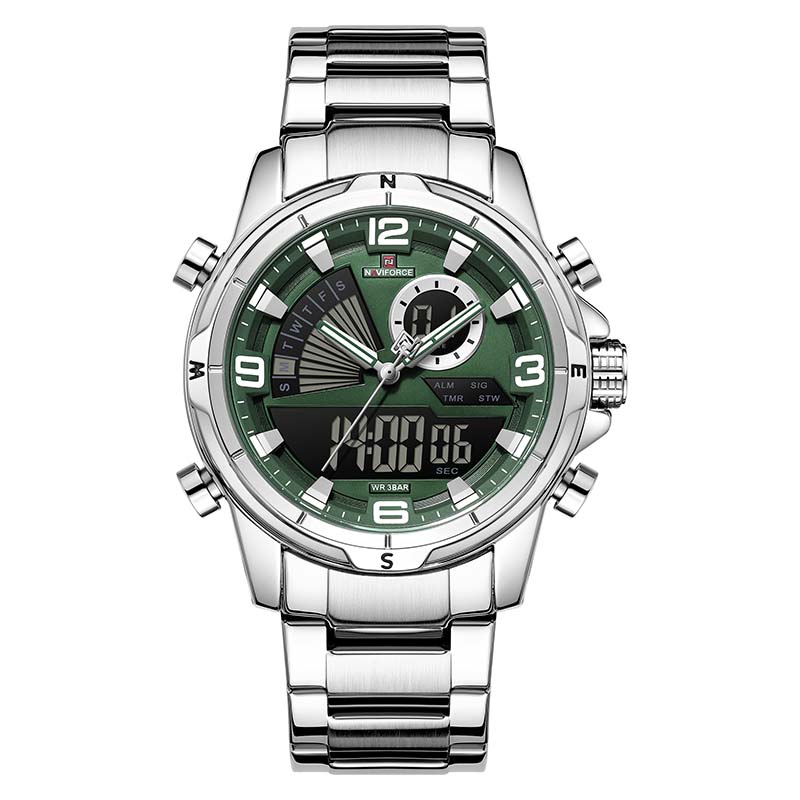 Naviforce NF9257 Analog-Digital Green Dual Display Watch For Men | Price in Kenya
