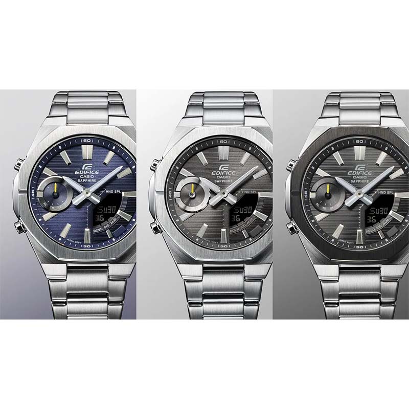 Casio Edifice ECB-S10D-2A Analog-Digital Silver Stainless Steel Watch For Men - Image 2
