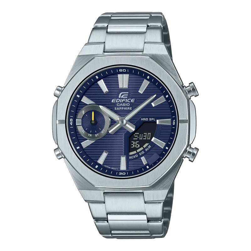 Casio Edifice ECB-S10D-2A Analog-Digital Silver Stainless Steel Watch For Men
