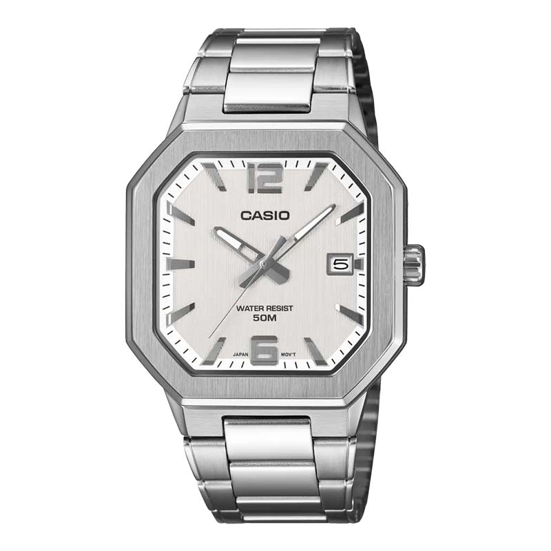 Casio MTP-B195D-7AV Analog White Dial Stainless Steel Watch For Men