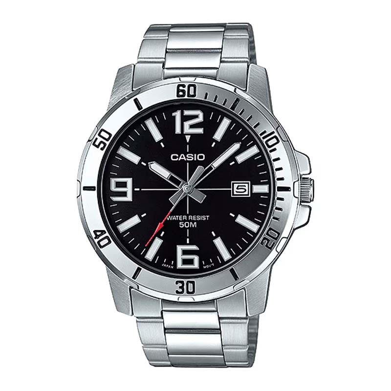 Casio MTP-VD01D-1BV Men's Analog Black Dial Stainless Steel Watch