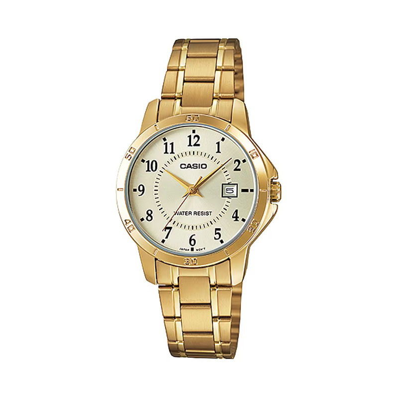 Casio LTP-V004G-9B Ladies Gold Stainless Steel Quartz Watch – Champagne Dial