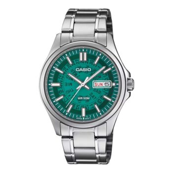 Casio MTP-E740-3AV Men's Analog Green Dial Stainless Steel Watch