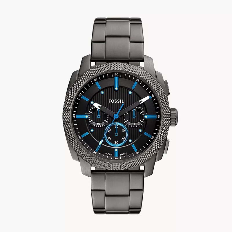 Fossil FS6098 Men's Gunmetal Chronograph Watch – Black Dial & Blue Accents