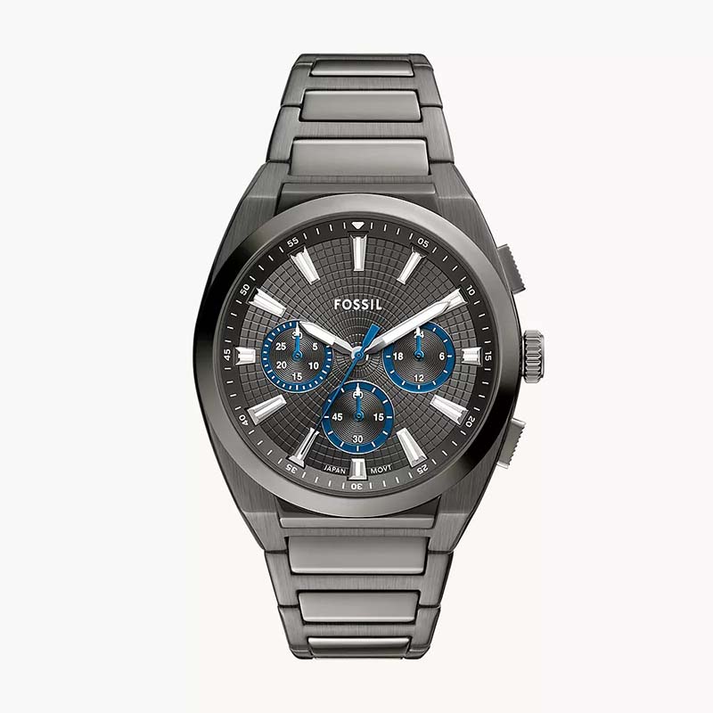 Fossil FS6107 Men's Gunmetal Chronograph Watch – Black Dial with Blue Accents